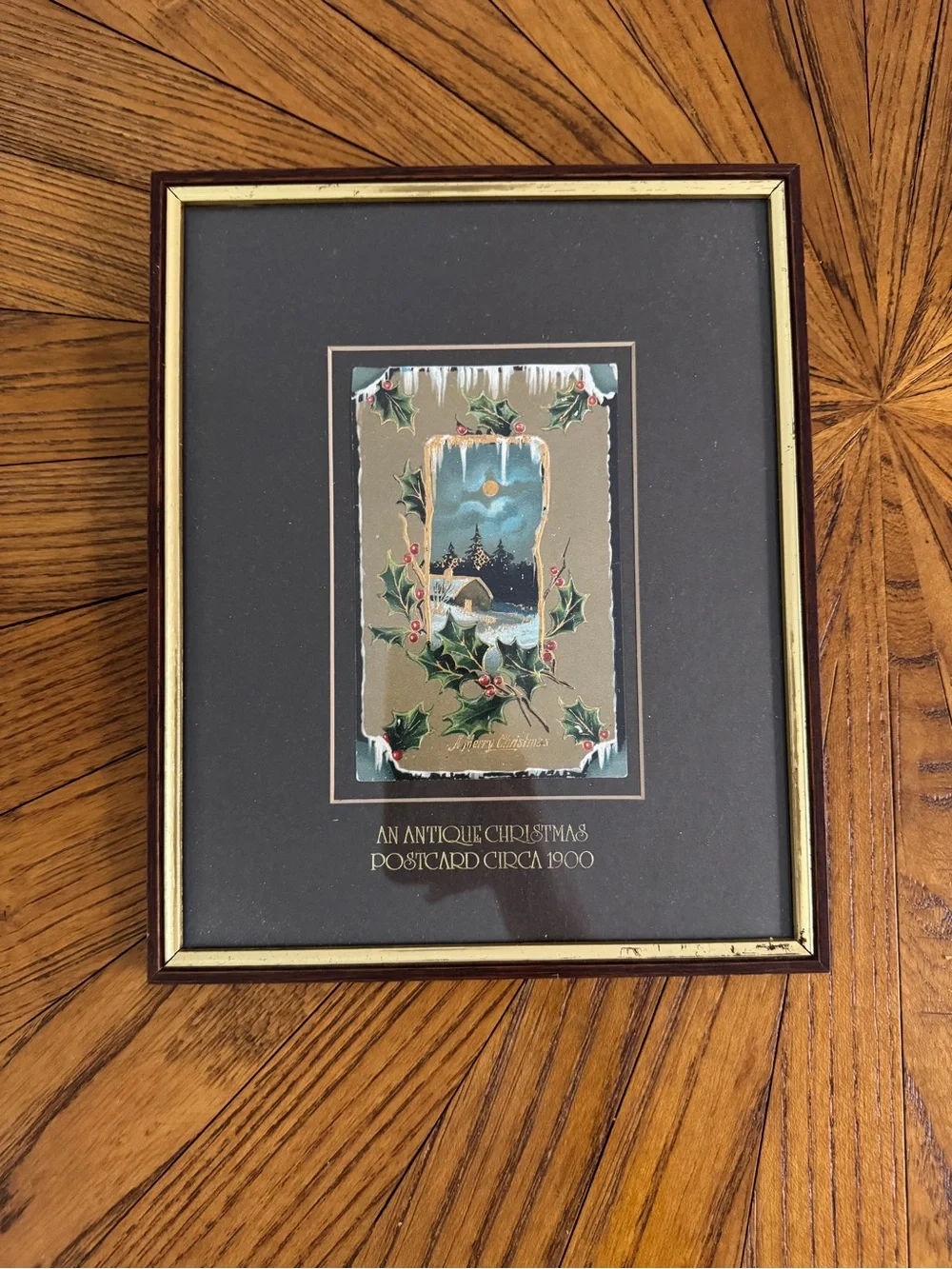 Framed Antique Christmas Postcard Circa 1900 from England